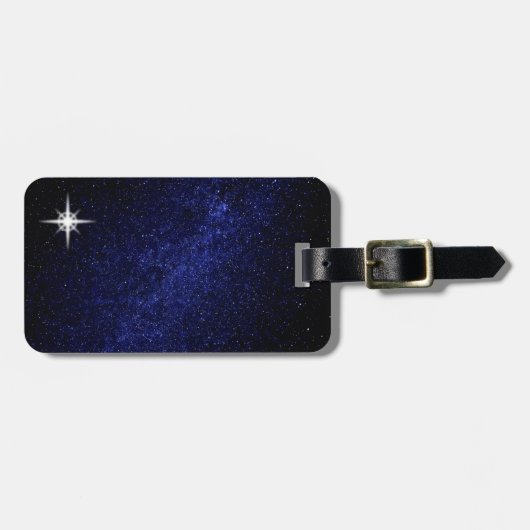 Star on Navy Blue Milky Way Galaxy Bagagelabel (Voorkant horizontaal)