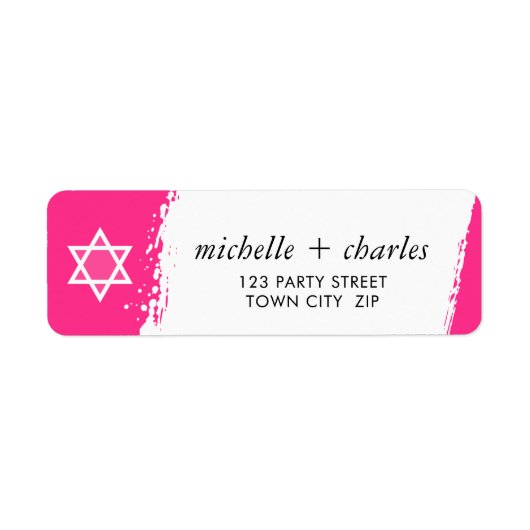 STAR OR DAVID stijlvolle penseelstreek helder heet Etiket (Voorkant)