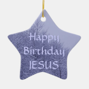 Star Ornament, Happy Birthday Jesus Keramisch Ornament