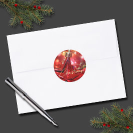 Star Ornament Kerst klein Ronde Sticker