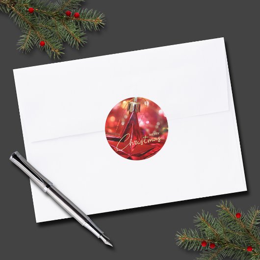 Star Ornament Kerst klein Ronde Sticker