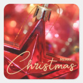 Star Ornament Kerst klein Vierkante Sticker (Voorkant)