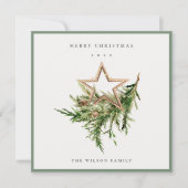 Star Ornament Pine Branch Fauna Merry Kerstmis Feestdagenkaart (Voorkant)