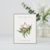 Star Ornament Pine Branch Fauna Merry Kerstmis Feestdagenkaart (Staand voorkant)