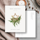 Star Ornament Pine Branch Fauna Merry Kerstmis Feestdagenkaart