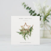Star Ornament Pine Branch Fauna Merry Kerstmis Feestdagenkaart (Staand voorkant)