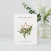 Star Ornament Pine Branch Fauna Merry Kerstmis Feestdagenkaart (Staand voorkant)