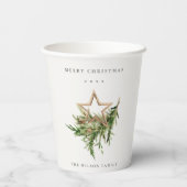 Star Ornament Pine Branch Fauna Merry Kerstmis Papieren Bekers (Achterkant)