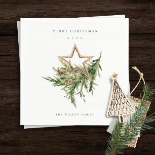 Star Ornament Pine Branch Fauna Merry Kerstmis Servet