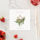 Star Ornament Pine Branch Fauna Merry Kerstmis Servet (Insitu)