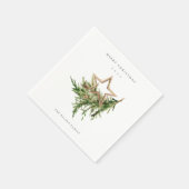 Star Ornament Pine Branch Fauna Merry Kerstmis Servet (Hoek)