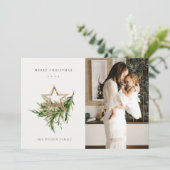 Star Ornament Pine Fauna Foto Merry Kerstry Feestdagenkaart (Staand voorkant)