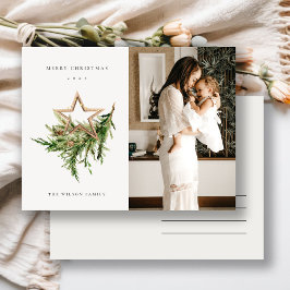 Star Ornament Pine Fauna Foto Merry Kerstry Feestdagenkaart