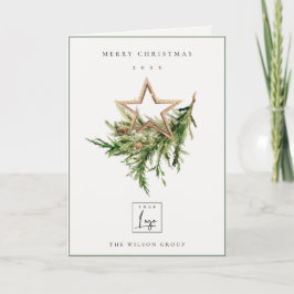 Star Ornament Pine Fauna Logo Merry kerst Feestdagen Kaart
