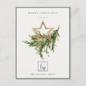 Star Ornament Pine Fauna Logo Merry kerst Feestdagenkaart (Voorkant)