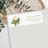 Star Ornament Pine Fauna Merry-kerstadres Etiket