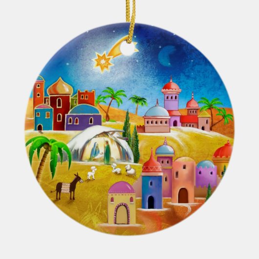 Star over Bethlehem x-mas versiering Keramisch Ornament (Voorkant)