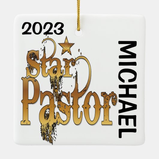 Star Pastor CUSTOM Keramisch Ornament (Achterkant)