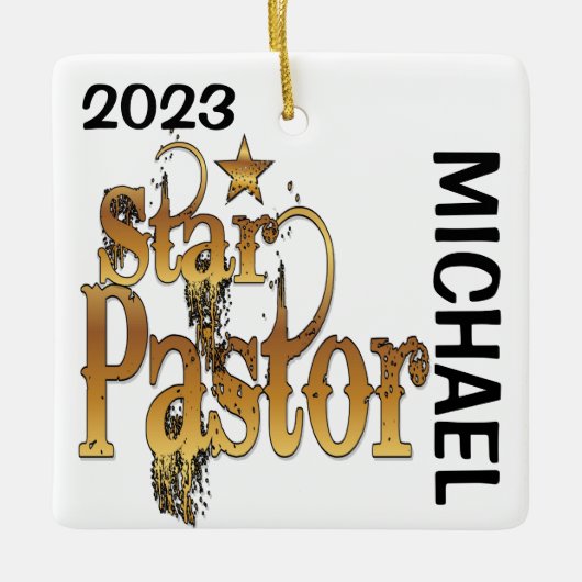 Star Pastor CUSTOM Keramisch Ornament (Voorkant)