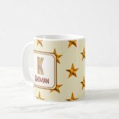 Star Patchwork Achternaam K Initiaal Monogram Koffiemok (Voorkant links)