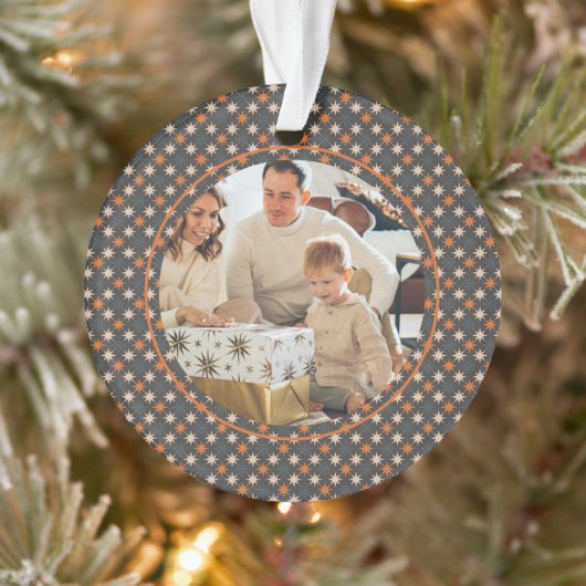 Star Patroon Foto Kerstmis Gepersonaliseerd Ornament (Boom)