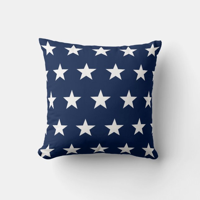 Star Pattern, Blue and White, Nautical Kussen (Voorkant)