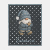 Star pattern gnome blue beige name fleece deken (Voorkant)