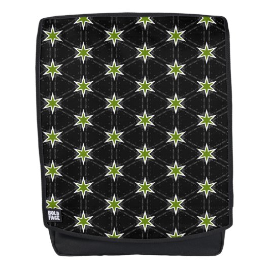 Star Pattern Green Stars op zwarte achtergrond Rugtassen (Voorkant)