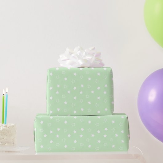 Star Pattern Green Wrapping Paper Roll Cadeaupapier (Feestgeschenken)
