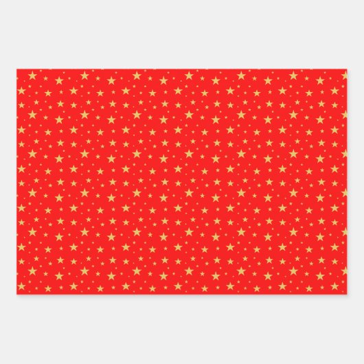 Star Pattern on Blue, Golden and Red Inpakpapier Vel (Voorkant)