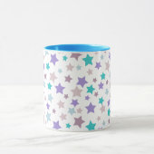 Star Pattern - Paarse roze en blauw op wit Mok (Midden)