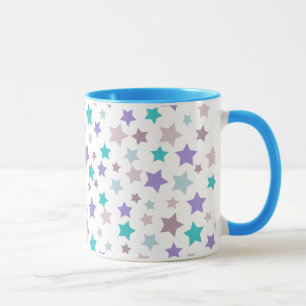 Star Pattern - Paarse roze en blauw op wit Mok
