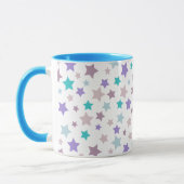 Star Pattern - Paarse roze en blauw op wit Mok (Links)