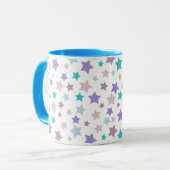 Star Pattern - Paarse roze en blauw op wit Mok (Voorkant links)