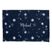 Star Pattern Pillow Cover with Custom Name - Blue Kussensloop (Voorkant)