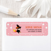 Star Pattern Schattigee Heks Halloween Retouradres Etiket (Insitu)