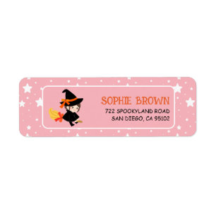 Star Pattern Schattigee Heks Halloween Retouradres Etiket