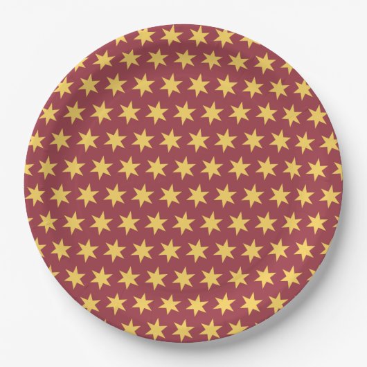 Star Pattern Trending Colors Maroon Gold Papieren Bordje (Voorkant)