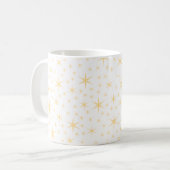 Star Pattern, White en Non-metallic Gold Color. Koffiemok (Voorkant links)