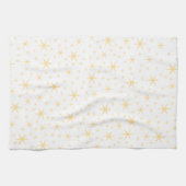 Star Pattern, White en Non-metallic Gold Color. Theedoek (Horizontaal)