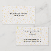 Star Pattern, White en Non-metallic Gold Color. Visitekaartje (Voorkant / Achterkant)
