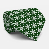 Star Pattern - White on Dark Green 003300 Stropdas (Opgerold)