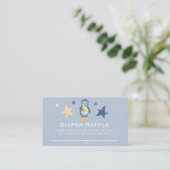 Star Penguin Baby shower Diaper Raffle Ticket Informatiekaartje (Staand voorkant)