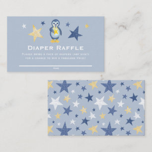 Star Penguin Baby shower Diaper Raffle Ticket Informatiekaartje