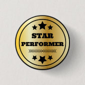 Star Performer Employee Recognition Gold Ronde Button 3,2 Cm (Voorkant)