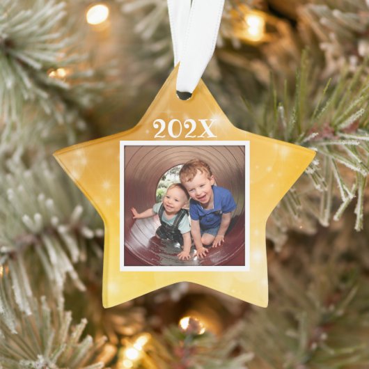 Star Photo Kinder Keepomwille Dated Kerstannament Ornament (Boom)