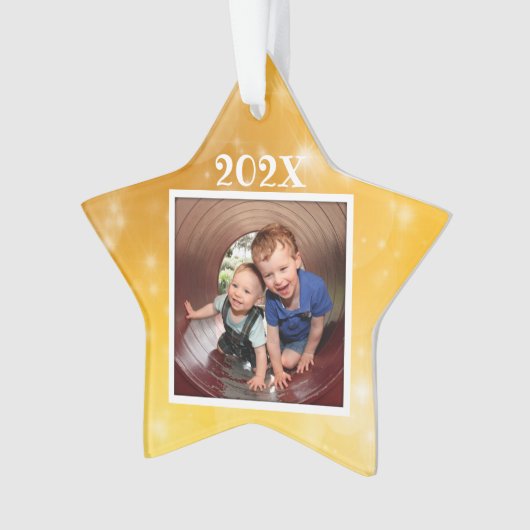 Star Photo Kinder Keepomwille Dated Kerstannament Ornament (voorkant)