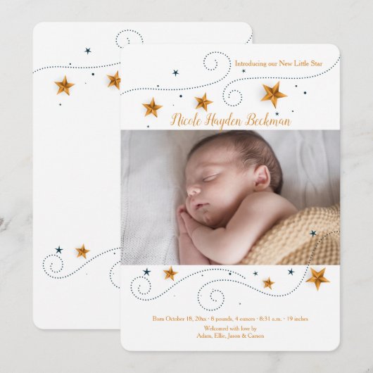 Star Photo Lijst geboorteaankondiging Kaart (Voorkant / Achterkant)