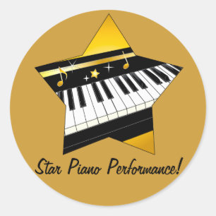 Star Piano-prestaties Ronde Sticker