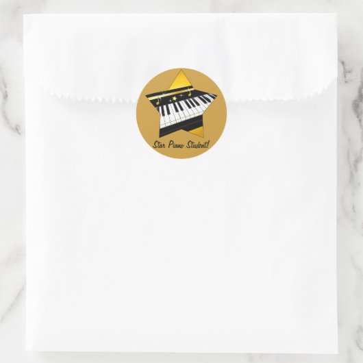 Star Piano Student Ronde Sticker (Tas)